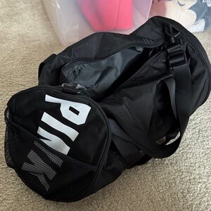 PINK Victoria's Secret Black Duffel Bag with White Logo
